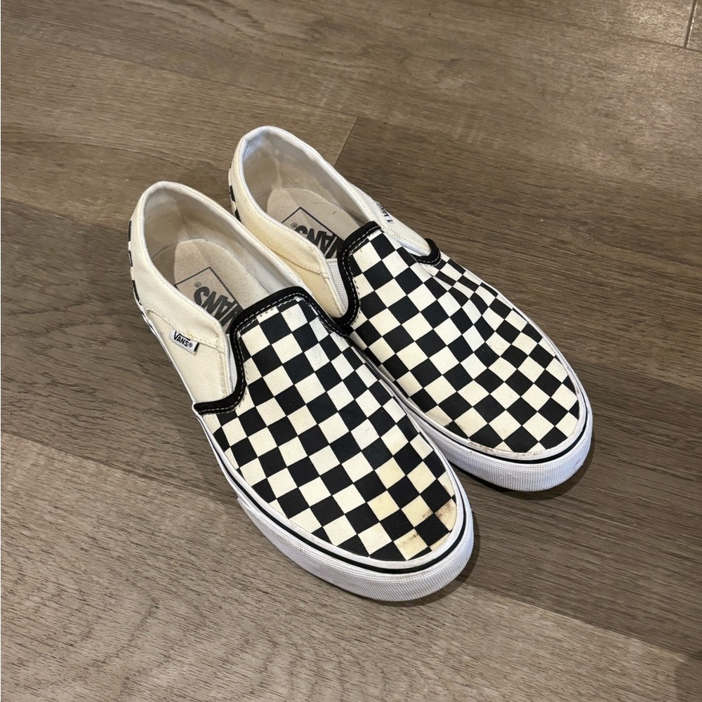 Vans Black and White Slip-On Shoes